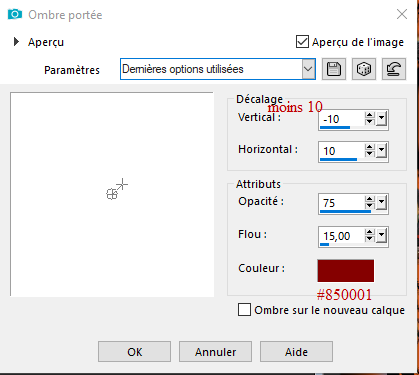 ombre port&eacute;e nom